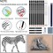 Charcoal Drawing Set, 19 Pieces, Black & White Charcoal Pencils for Drawing
